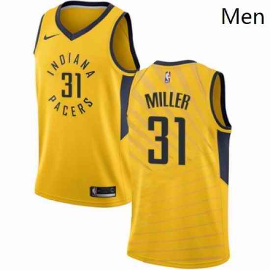 Mens Nike Indiana Pacers 31 Reggie Miller Authentic Gold NBA Jersey Statement Edition